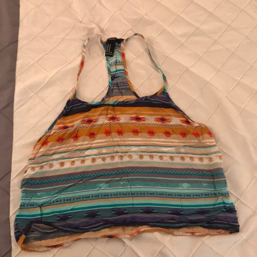 Aztec print super crop tank top
